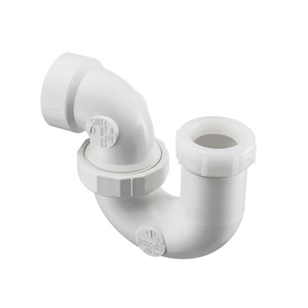 Spears® P711P-015 LA Pattern DWV P-Trap With Plastic Nut and Washer, 1-1/2 in Nominal, White, PVC, Hub x Spigot Connection