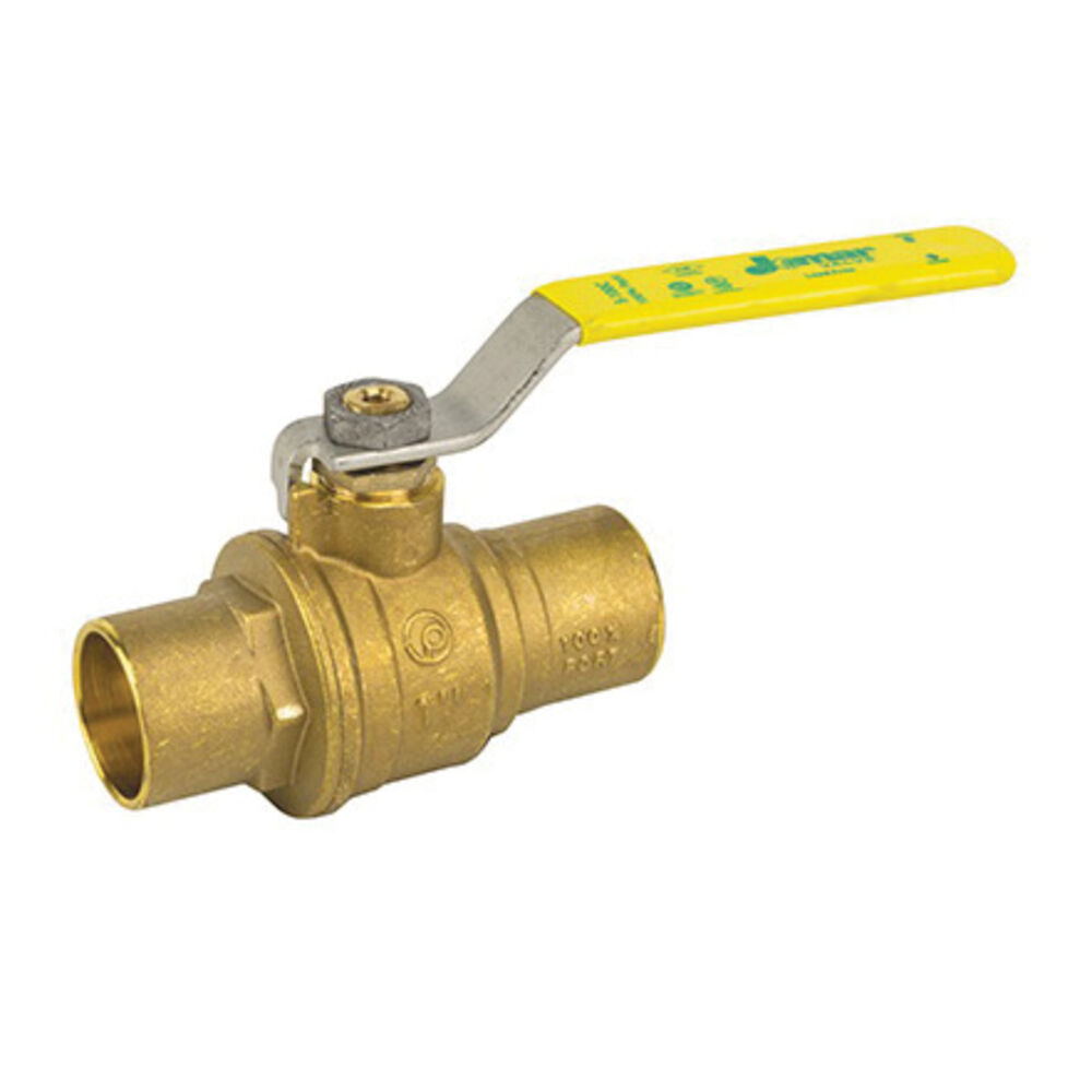 100-415G 2-Piece Ball Valve with Lever Handle, 1" Nominal, Solder, Brass Body, Full Port, TFM / FKM Softgoods