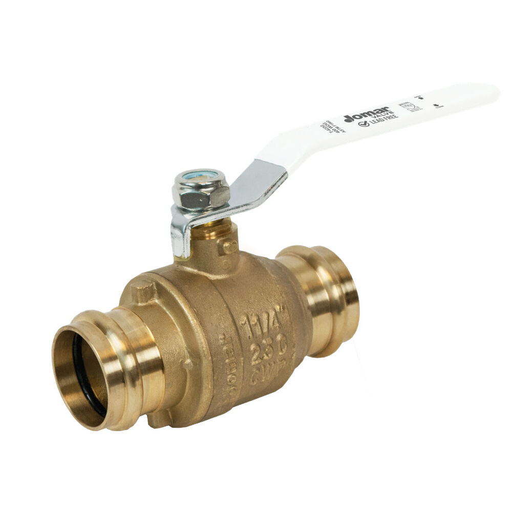 150-205G 2-Piece Ball Valve with Lever Handle, 1" Nominal, Press, Brass Body, Full Port, PTFE Softgoods