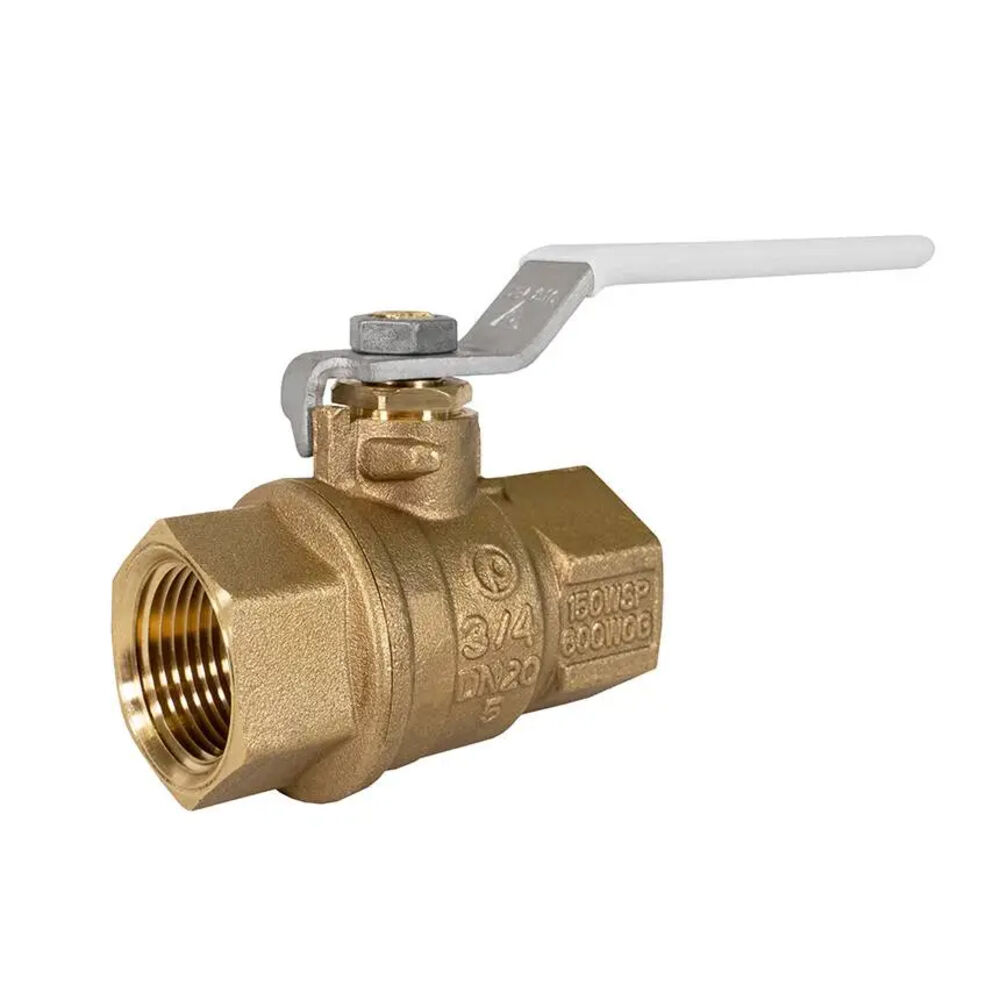 100-404G 2-Piece Ball Valve with Lever Handle, 3/4" Nominal, Thread, Brass Body, Full Port, Hostaflon® TFM / FKM Softgoods