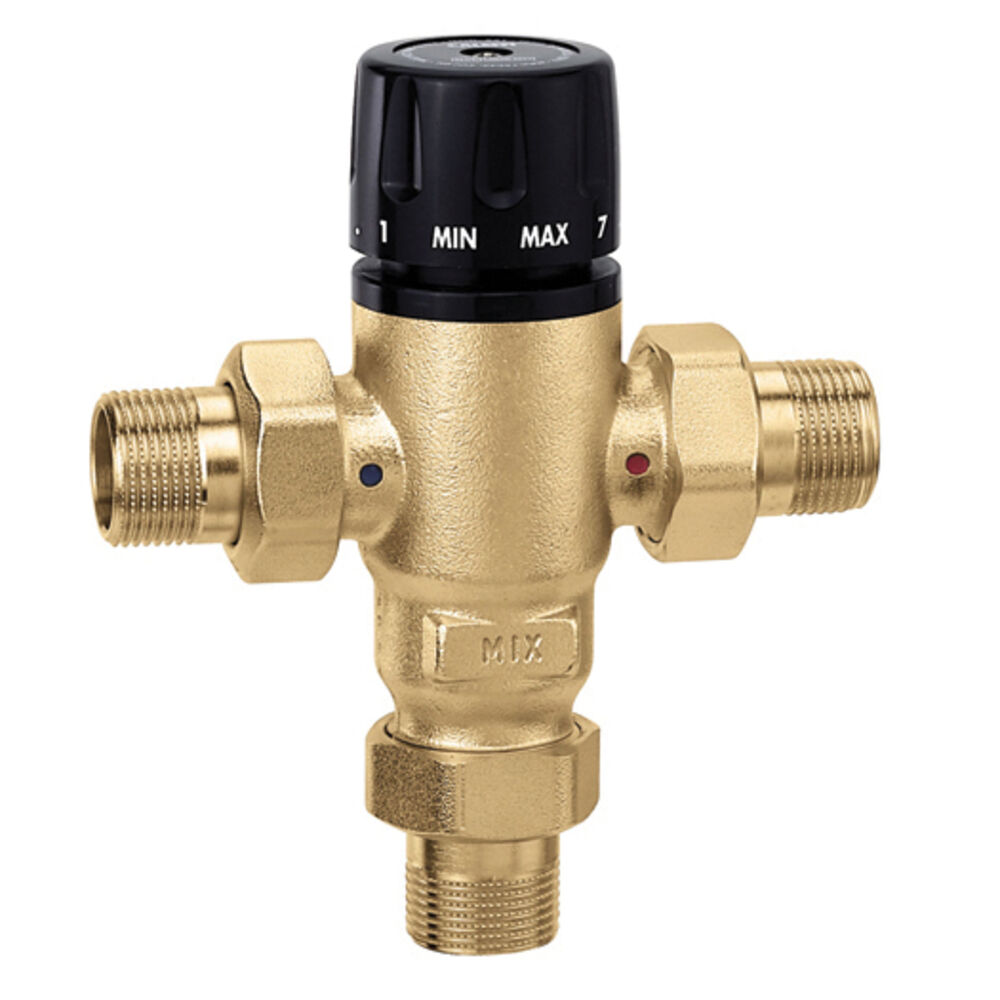MixCal™ 521400A 3-Way Adjustable Thermostatic and Pressure Balanced Mixing Valve, 1/2 in, MNPT, 200 psi, 1 gpm, Brass Body