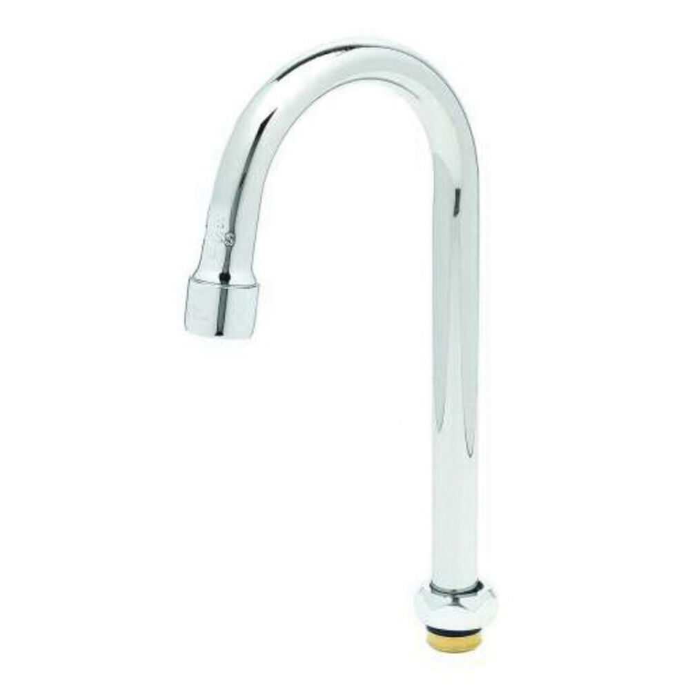 T & S 179X Swivel Gooseneck, 4-3/8 in, for Swivel Outlet Faucets, 26.3 gpm, Brass, Polished Chrome