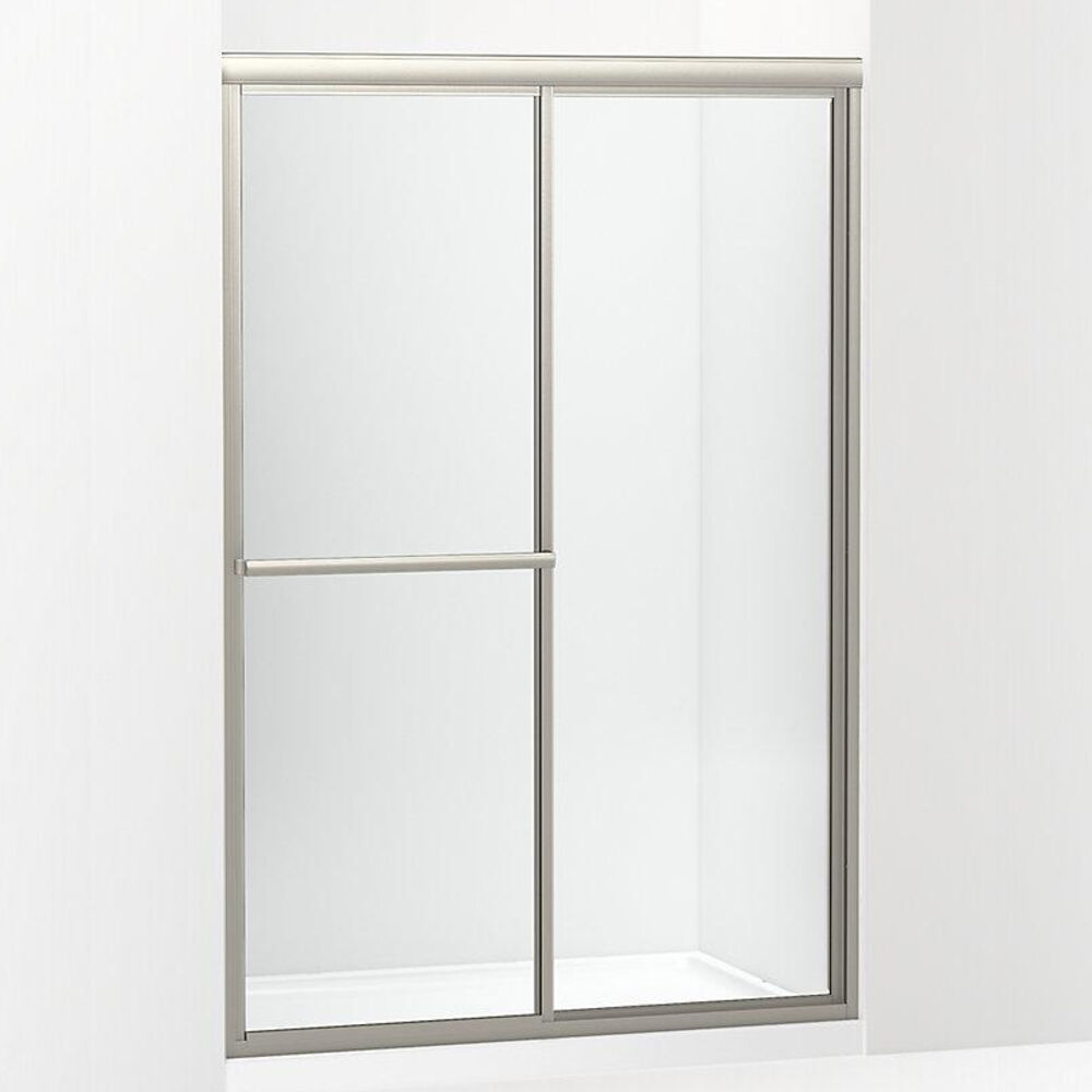 572116-G05-S Deluxe Sliding Shower Door, Framed, Tempered Glass, 1/8" THK Glass, Silver