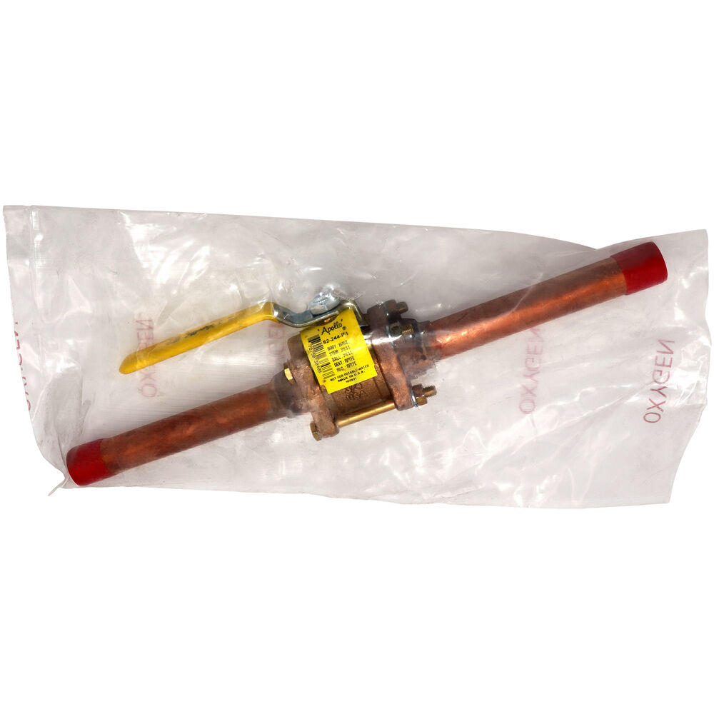 Apollo™ 82-244-K1 3-Piece Ball Valve, 3/4", Solder, Bronze Body, Full Port, RPTFE Softgoods