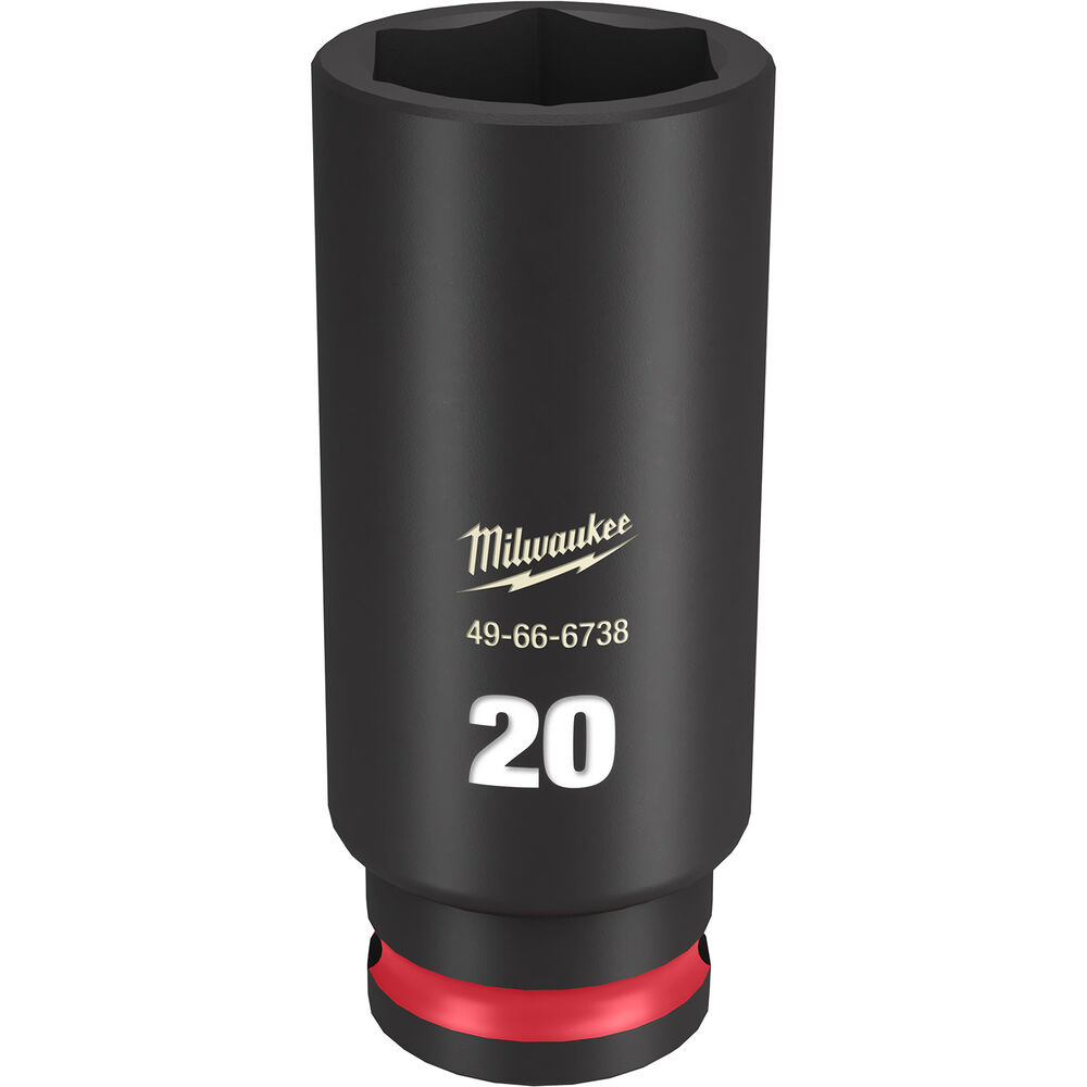 Milwaukee® Tool SHOCKWAVE™ Impact Duty™ 49-66-6738 Socket, 3/8" Hex Drive, 20 mm Deep Socket, 6 Points