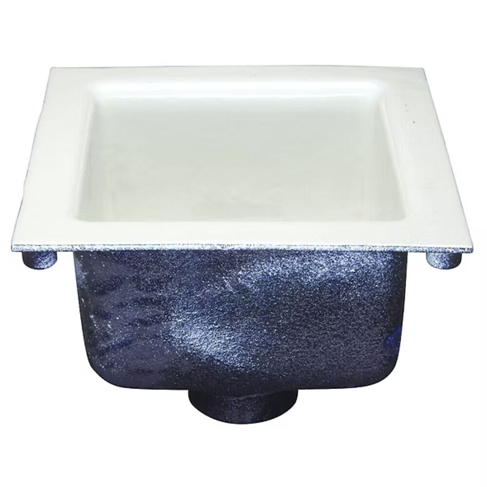 Zurn® Z1900-3NH-2-K Zurn® 12"x6" Sani-Flor Receptor Square Floor Sink with 1/2 Grate, 3" No-Hub, Cast Iron, Acid Resistant White Enamel