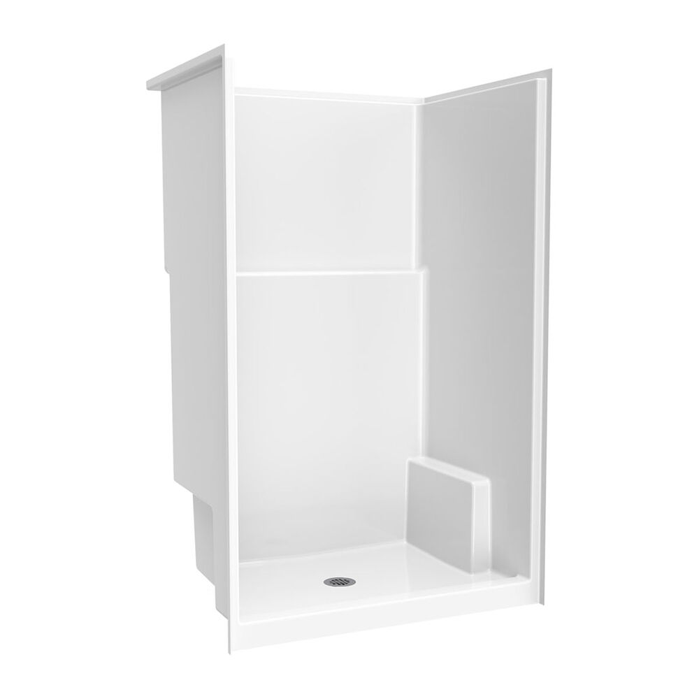 Icon SH4836X AFR Acrylx Alcove Center Drain One-Piece Shower, 48 in L x 36 in W x 78-1/2 in H, White