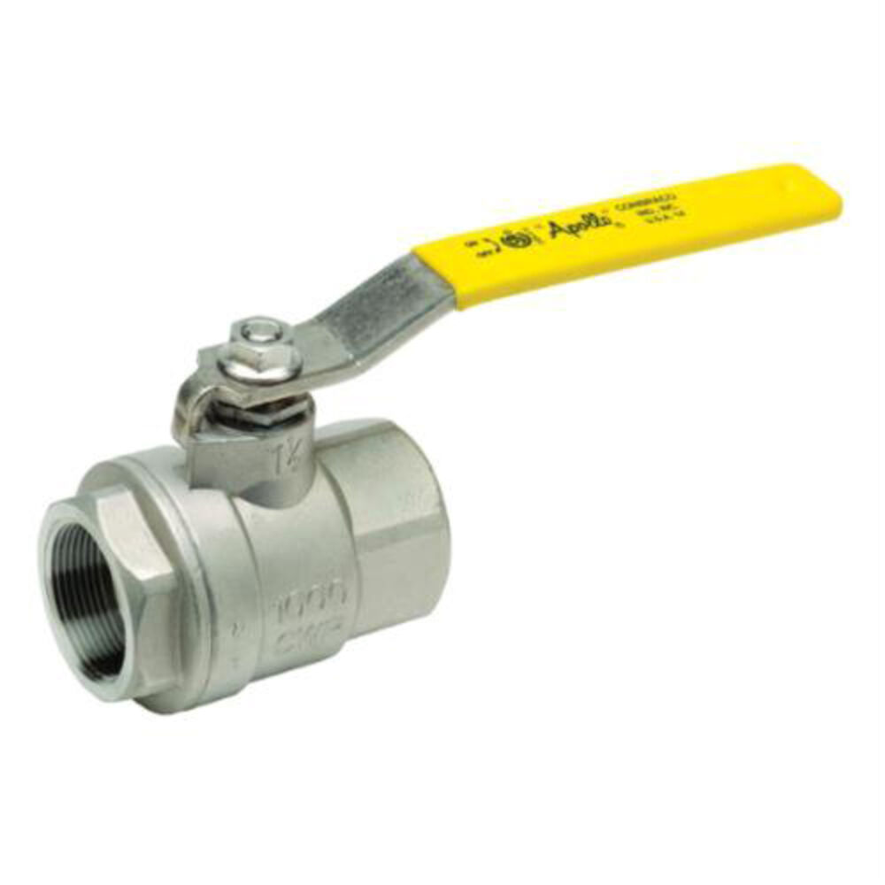 Apollo™ 76F-105-27-A 76F-100-A 2-Piece Ball Valve, 1 in, FNPT, Stainless Steel Body, Full Port, RPTFE/MPTFE Softgoods, Domestic