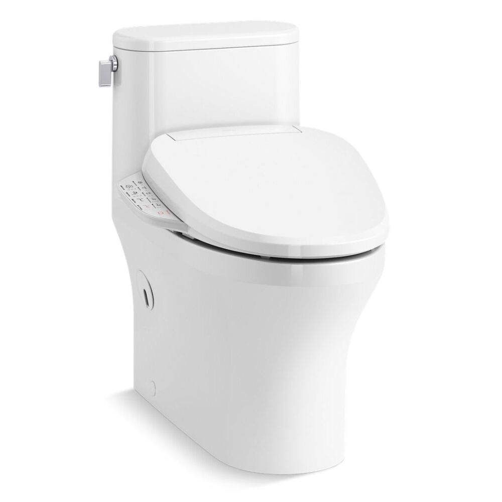 K28020-HC-0 WHT Spacity™ Hidden Cord One-Piece Compact Elongated Toilet with Skirted Trapway, 1.28 gpf, 12" Rough-In, White