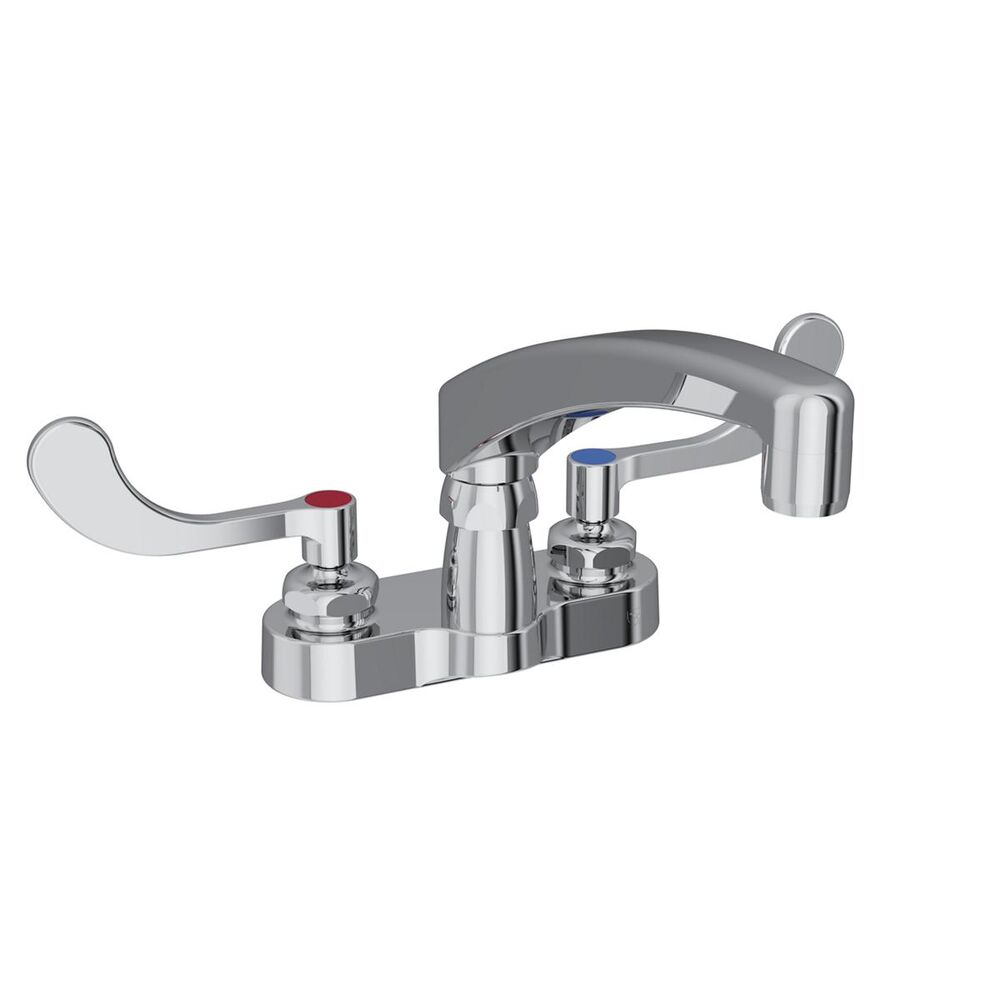 ELKLK406AT08T4 4" ADA Centerset Exposed Deck Faucet, 8" Arc Tube Spout, 4" Wristblade Handles, Brass
