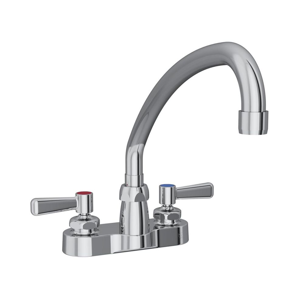 ELKLK406AT10L2 4" Centerset Exposed Deck Faucet, 10" Arc Tube Spout, 2" Lever Handles, Brass
