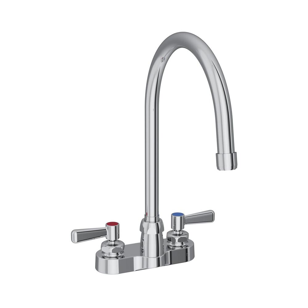 ELKLK406GN08L2 4" ADA Centerset Exposed Deck Faucet, 8" Gooseneck Spout, 2" Lever Handles, Brass, Chrome
