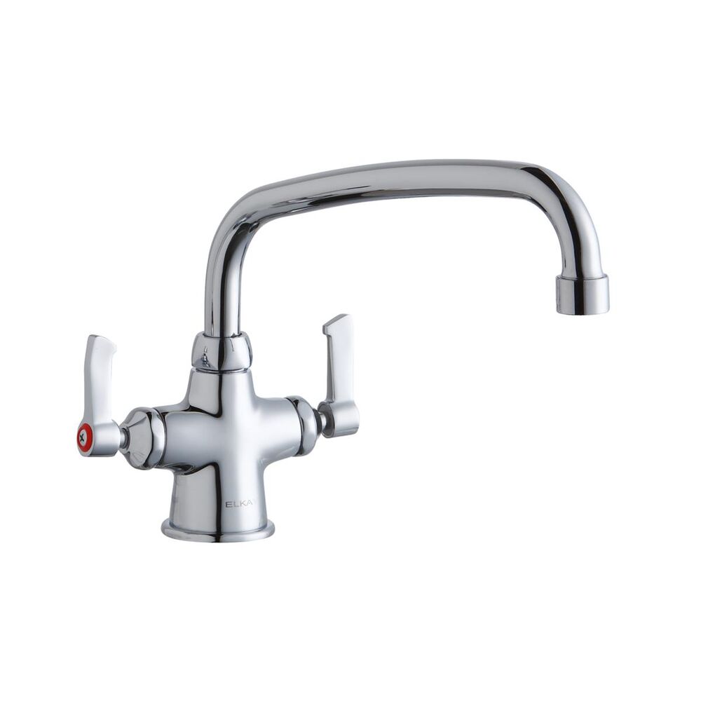 ELKLK500AT10L2 Single Hole Concealed Deck Faucet, 10" Arc Tube Spout, 2" Lever Handles, Brass, Chrome