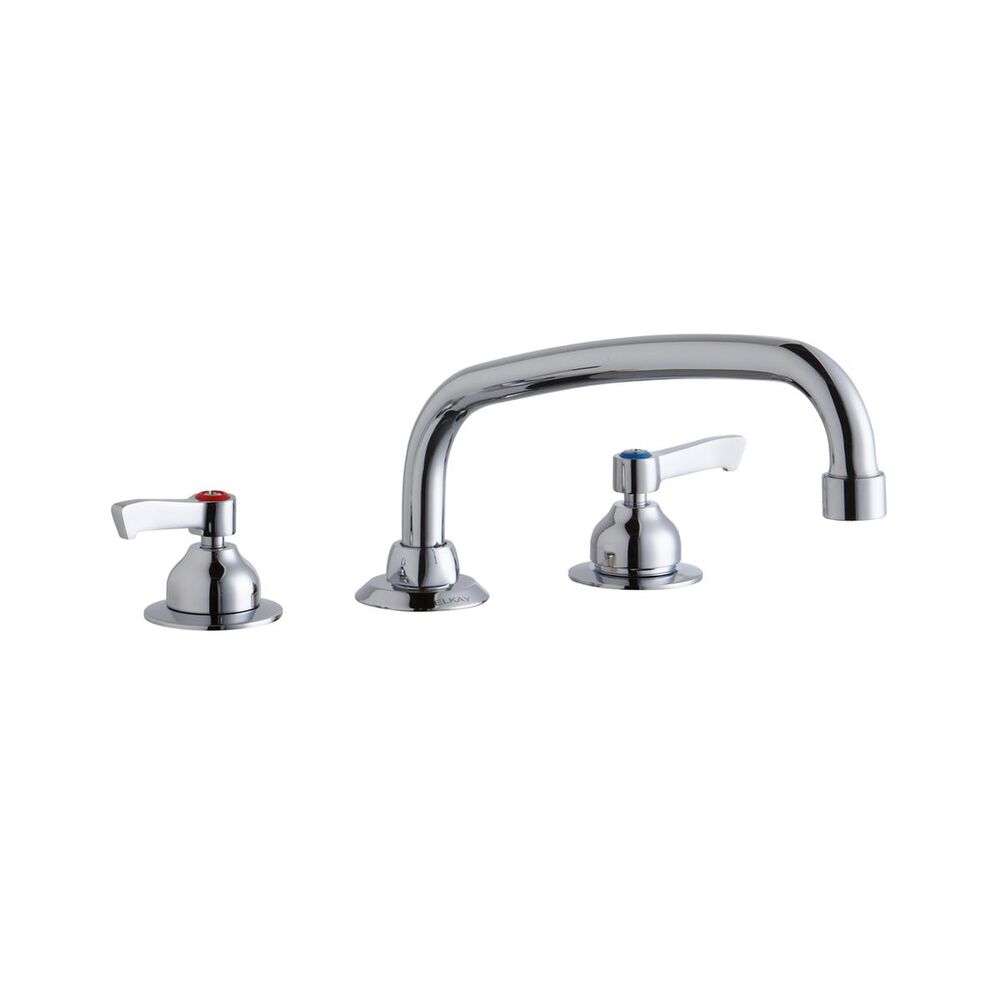 ELKLK800AT10L2 8" Centerset Concealed Deck Faucet, 10" Arc Tube Spout, 2" Lever Handles, Brass, Chrome