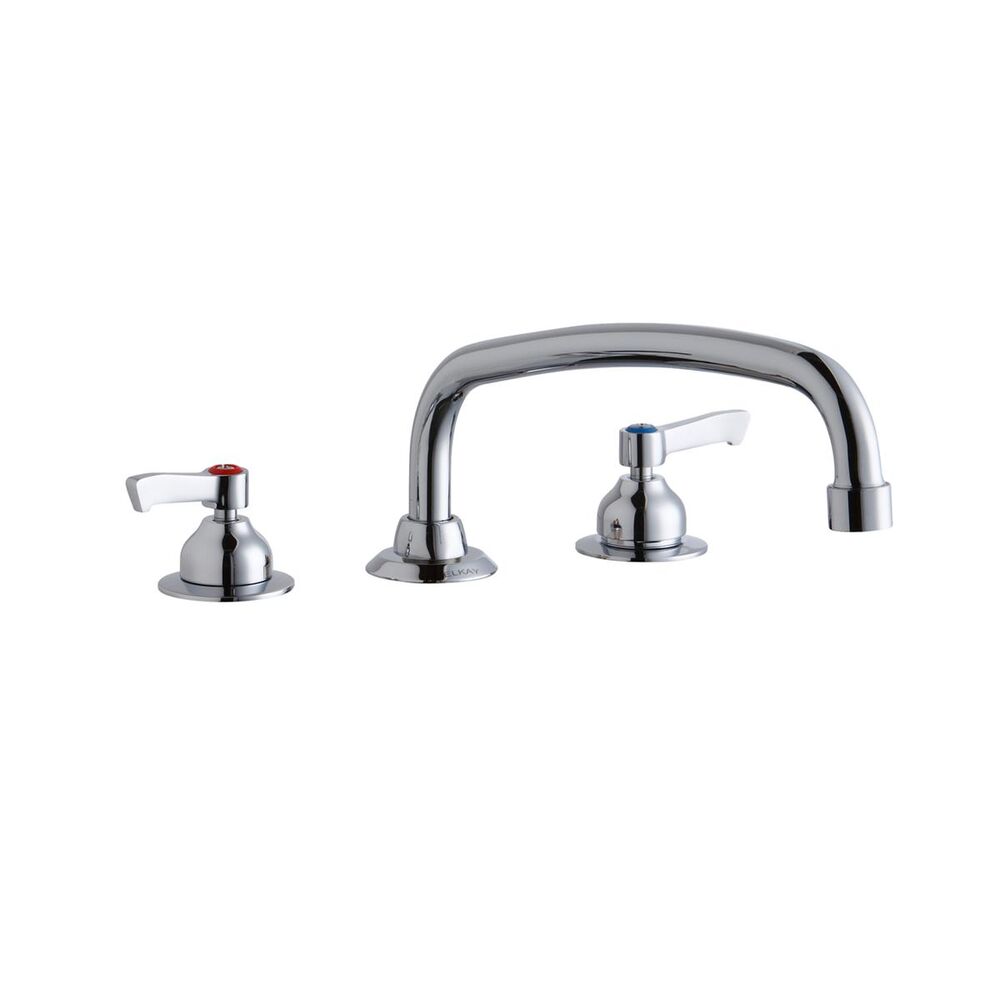 ELKLK800AT12L2 8" Centerset Concealed Deck Faucet, 12" Arc Tube Spout, 2" Lever Handles, Brass, Chrome