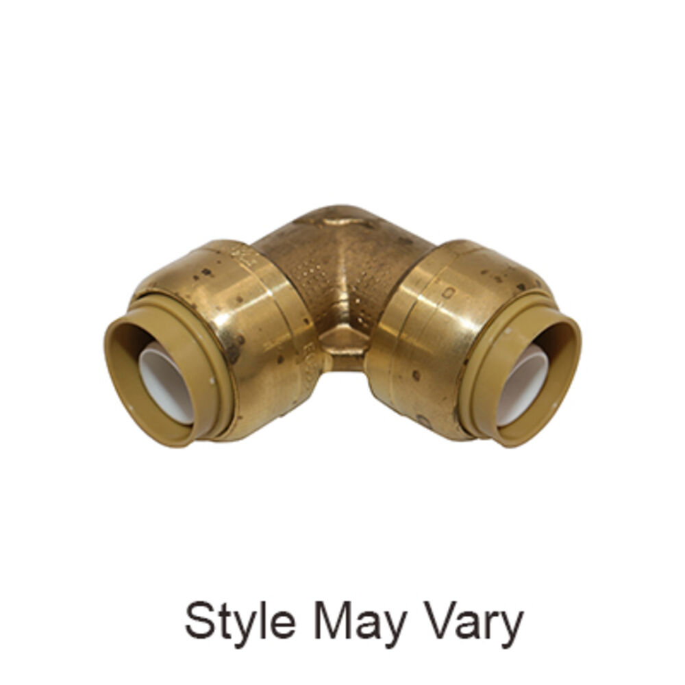 SharkBite® U248LF 90 deg Pipe Elbow, 1/2 in, Push-to-Connect, Brass, Natural Brass/Chrome Plated