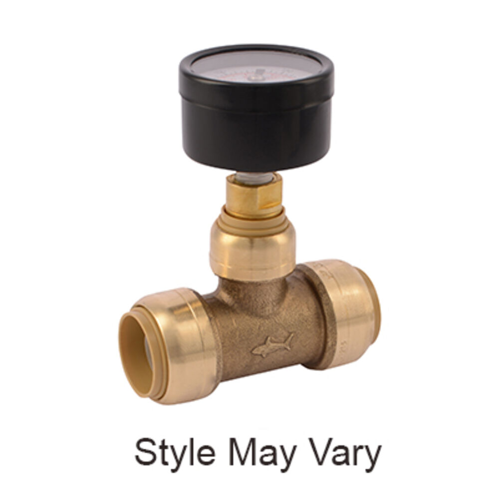 SharkBite® 24438 Pressure Gauge, 0 to 200 psi, 3/4 in Lead Free SB Tee Connection, +/-3%