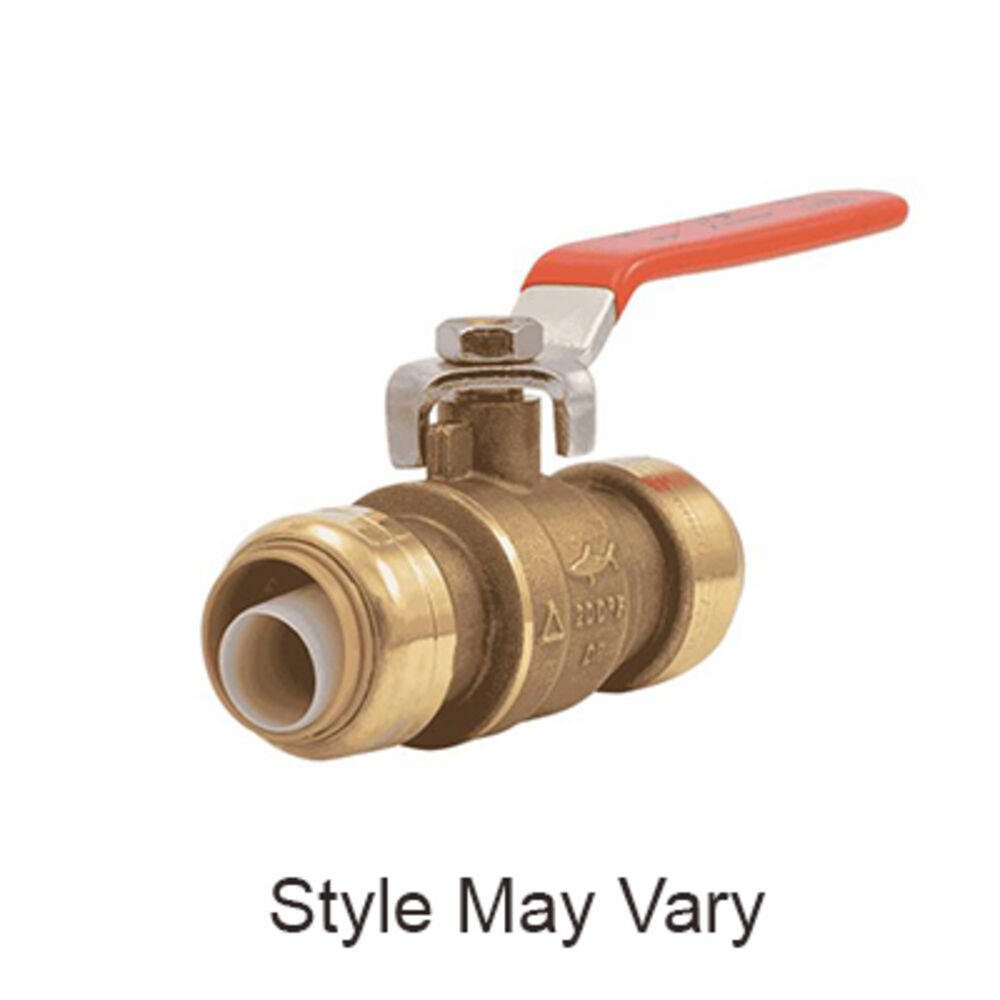 SharkBite® 22185-0000LF Ball Valve, 3/4 in, Push-to-Connect, Brass Body, Full Port, EPDM Softgoods, Import