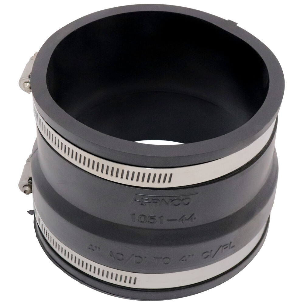 Fernco® 1051-44 Flexible Pipe Coupling, 4 in, AC/Ductile IronxCast Iron/Plastic, PVC, Domestic
