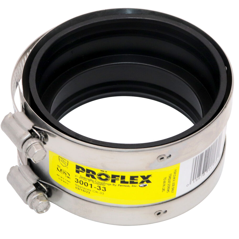 Fernco® PROFLEX® 3001-33 Shielded Pipe Coupling, 3 in, Cast IronxC, Domestic