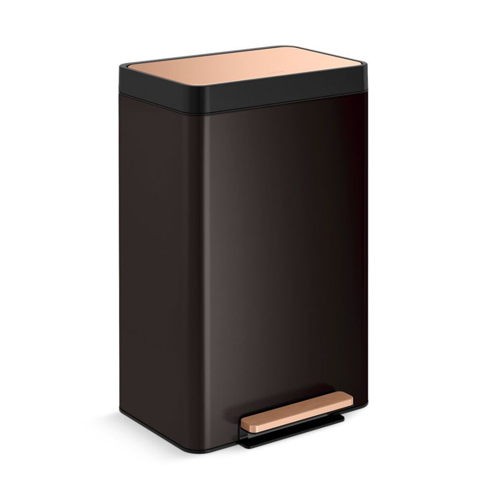 K-20940-BKS 13-gallon stainless steel step trash can, Black Stainless & Copper