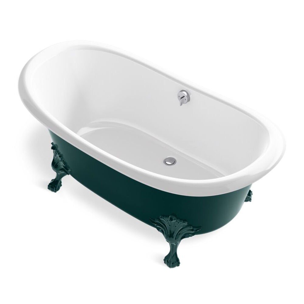K-21000-PAT-0 Artifacts™ 66-1/8" x 32-1/2" freestanding Bath, Teal Exterior w/ White Interior