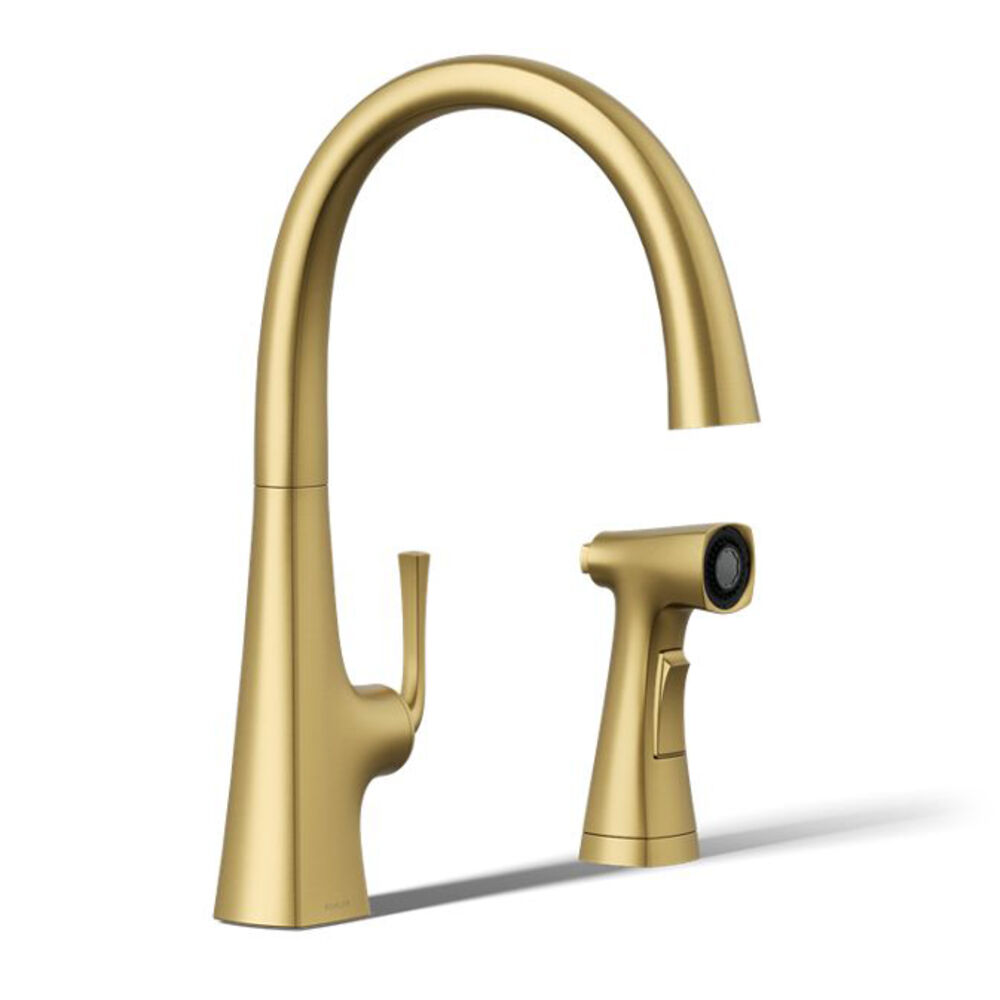 K-22064-2MB Graze® Single-Handle Kitchen Faucet w/ two-Function side Sprayer, Vibrant Brushed Moderne Brass