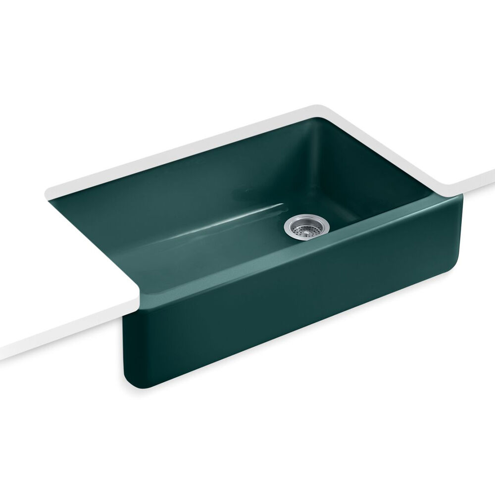 K-6489-17 Whitehaven® 35-3/4" Undermount Single-Bowl Farmhouse Kitchen Sink, Teal