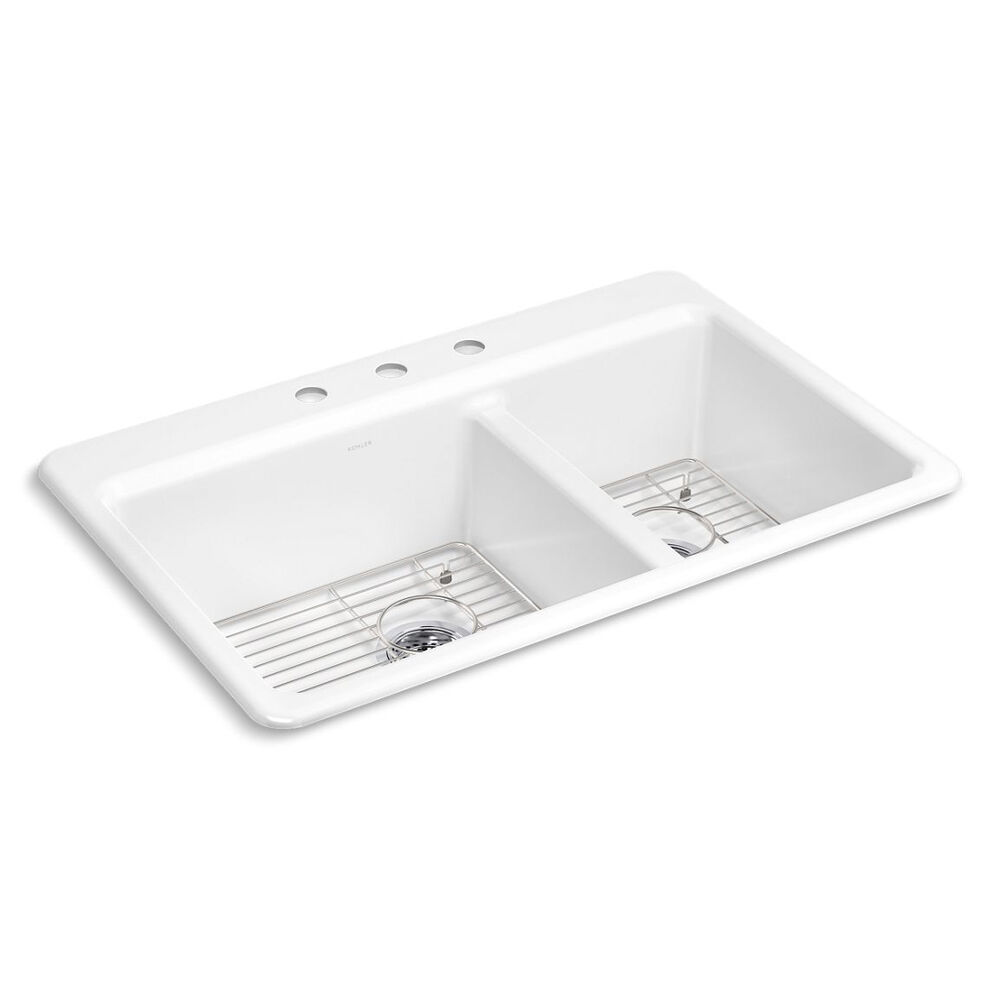 K-8669-3A1-0 Riverby® 33" Top-Mount double-Bowl Kitchen Sink, White