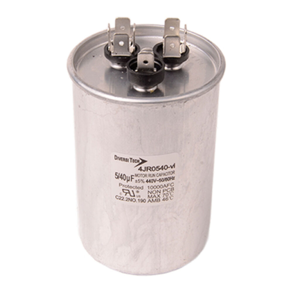 Diversitech 4JR0540 Dual Motor Run Capacitor, 40/5 uF, 400 V, Metal Case, Import