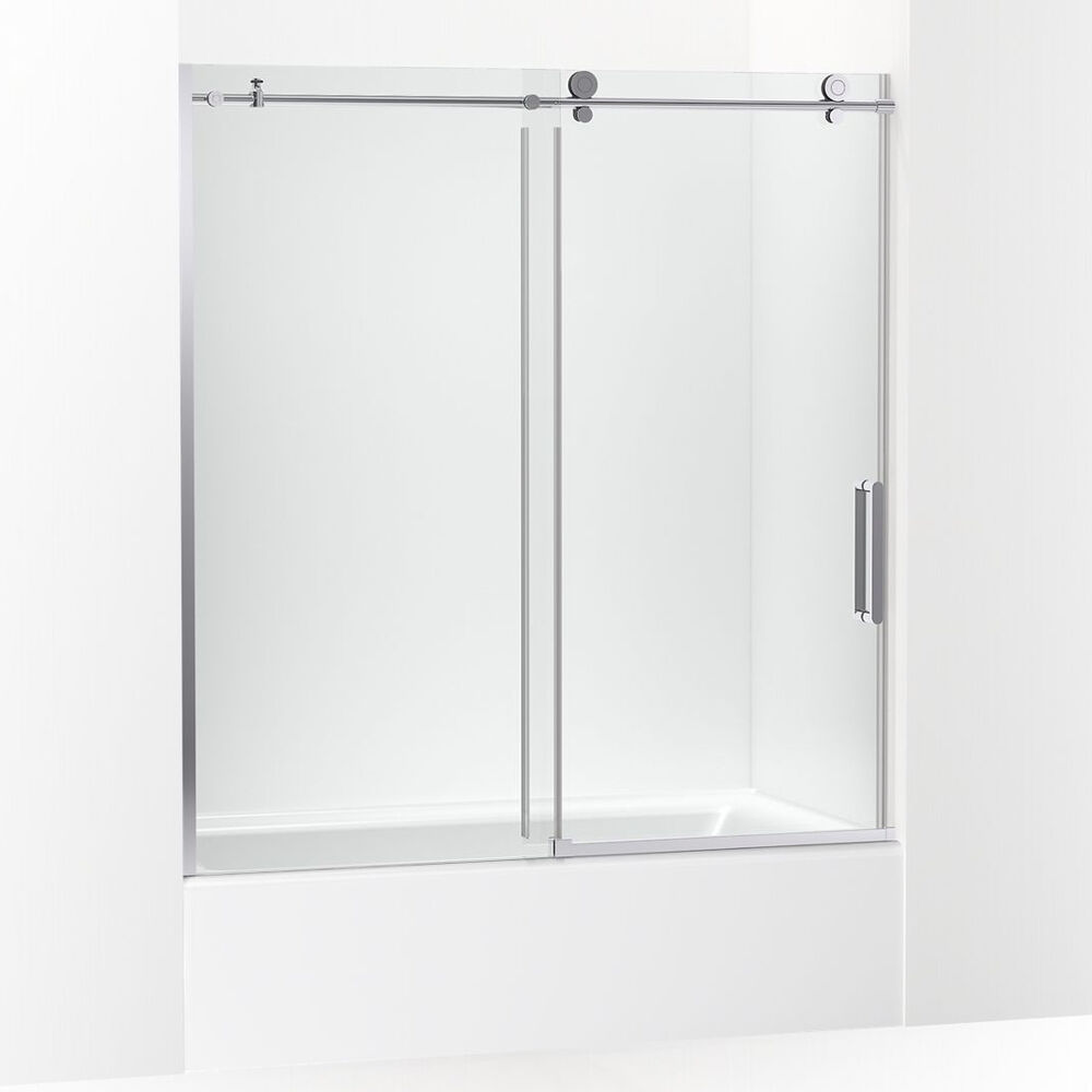 K-701694-L-SHP Composed™ 62" H sliding Bath Door w/ 3/8"-thick glass, Bright Polished Silver