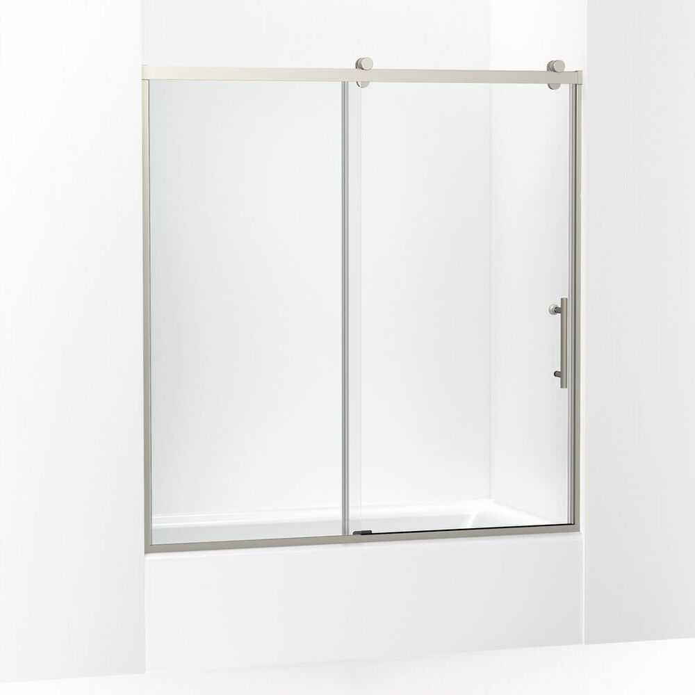 K-702253-10L-BNK Rely® 62-1/2" H sliding Bath Door w/ 3/8"-thick glass, Anodized Brushed Nickel