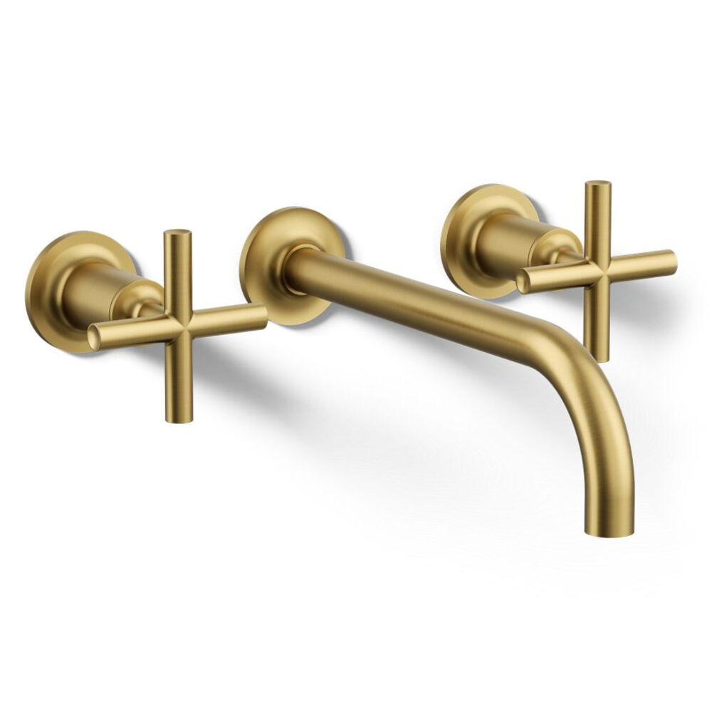 K-T14414-3-2MB Purist® Wall-Mount Bathroom Faucet Trim w/ Cross Handles, 1.2 gpm, Vibrant Brushed Moderne Brass
