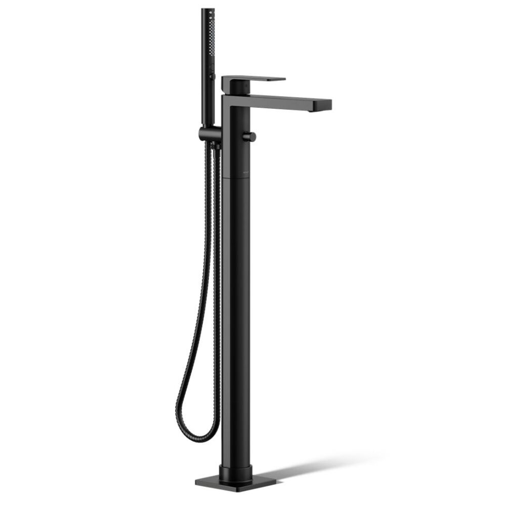 K-T23492-4-BL Parallel® Floor-Mount Bath filler Trim w/ Handshower, Matte Black