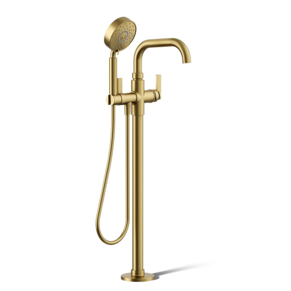 K-T35924-4-2MB Castia™ by Studio McGee Floor-Mount Bath filler Trim w/ Handshower, Vibrant Brushed Moderne Brass