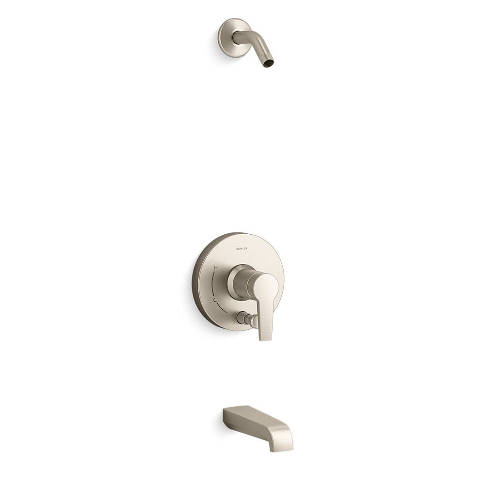 K-T49979-4L-BN Pitch® Rite-Temp® Bath and Shower Trim Kit w/ Push-Button Diverter, w/o Showerhead, Vibrant Brushed Nickel