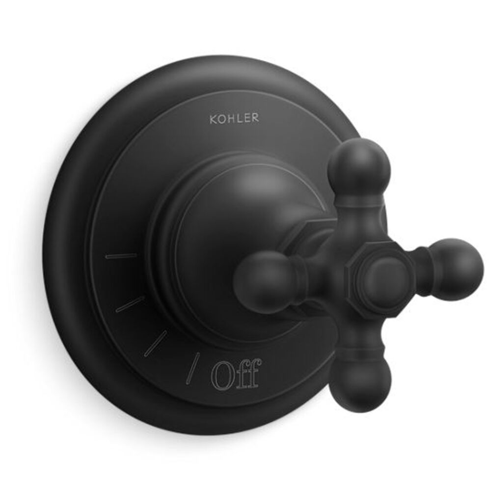 K-T72771-3-BL Artifacts® MasterShower® Volume control Valve Trim w/ Cross Handle, Matte Black