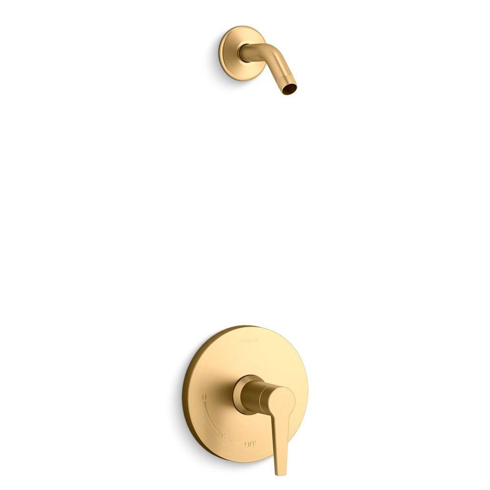 K-TLS97077-4-2MB Pitch® Rite-Temp® Shower Trim Kit, w/o Showerhead, Vibrant Brushed Moderne Brass
