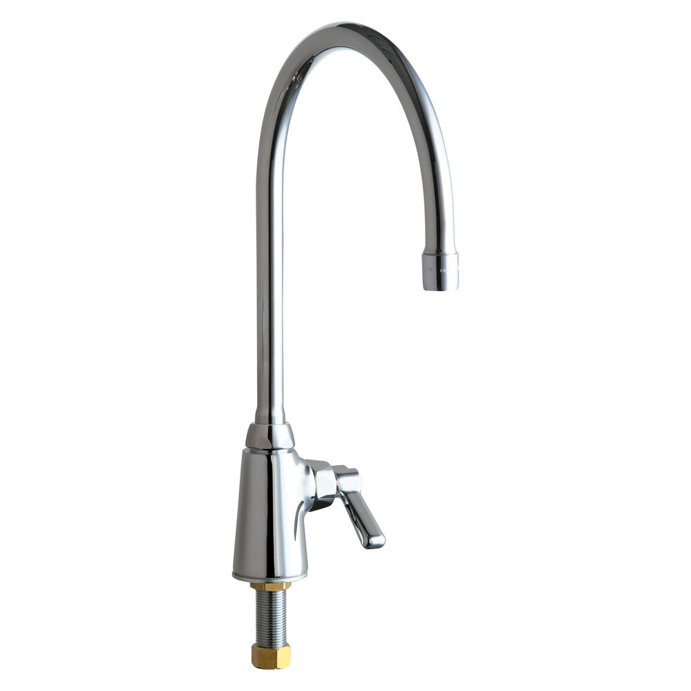 Chicago Faucet® 350-GN8AE35ABCP Single-Handle Supply Sink Faucet, Commercial, 1.5 gpm, Rigid/Swivel Gooseneck Spout, Polished Chrome