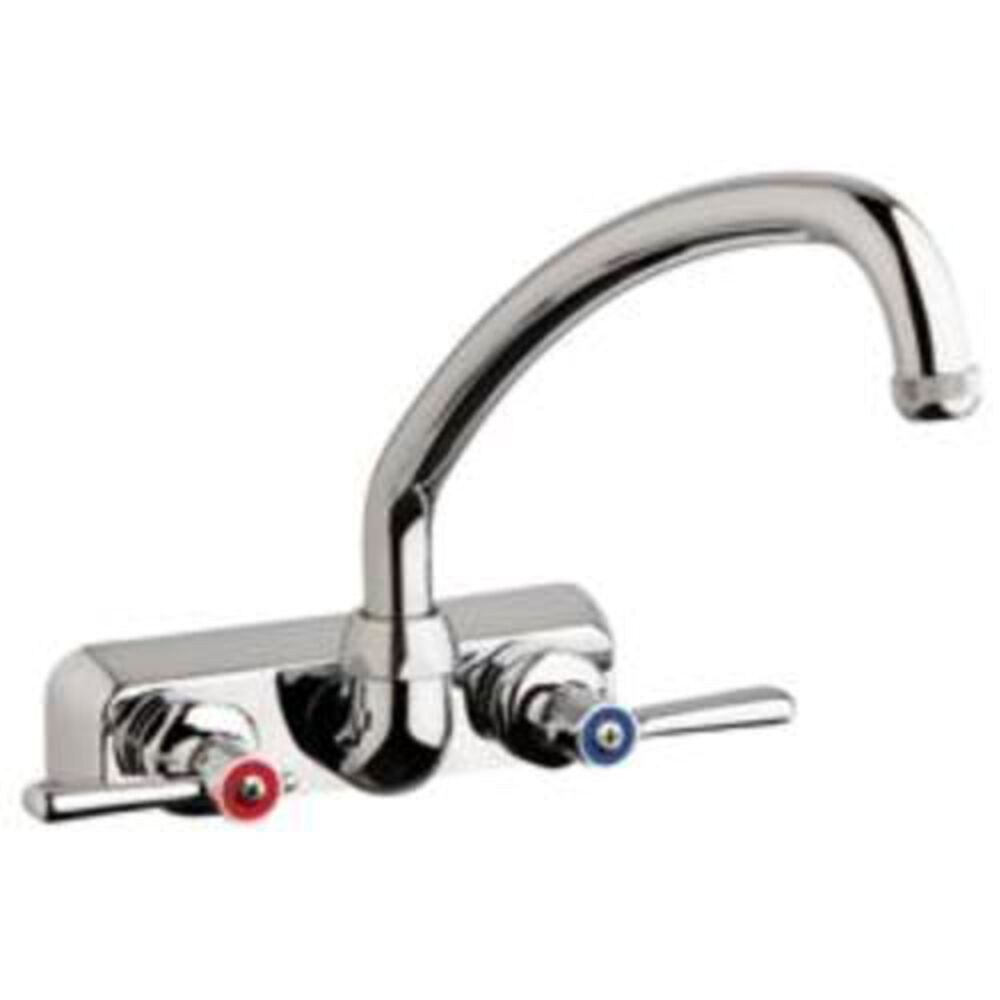 Chicago Faucet® W4W-L9E1-369AB Hot and Cold Water Washboard Sink Faucet, 2 Handle, 4 in Center, Polished Chrome