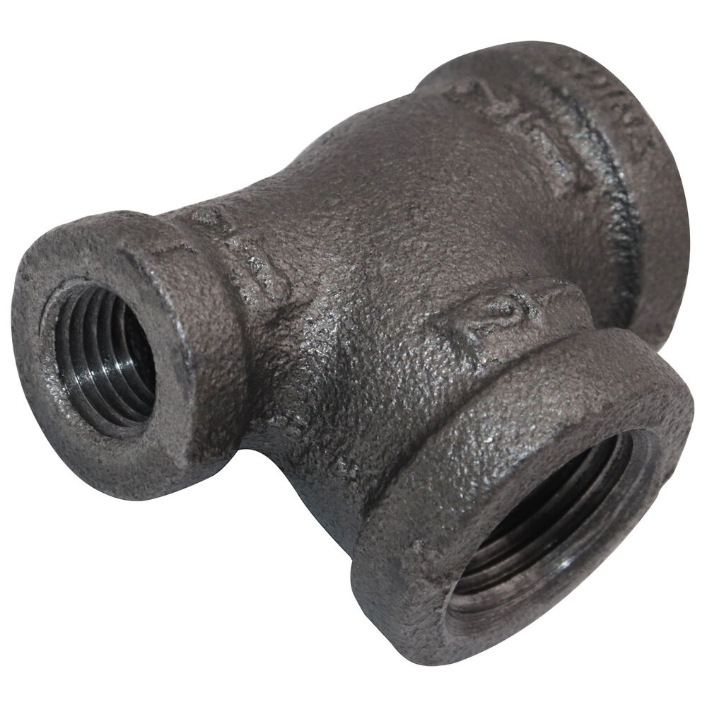 Pipe Reducing Tee, 1/2x1/4x1/2 in, NPT, 150 lb, Malleable Iron, Black, Import
