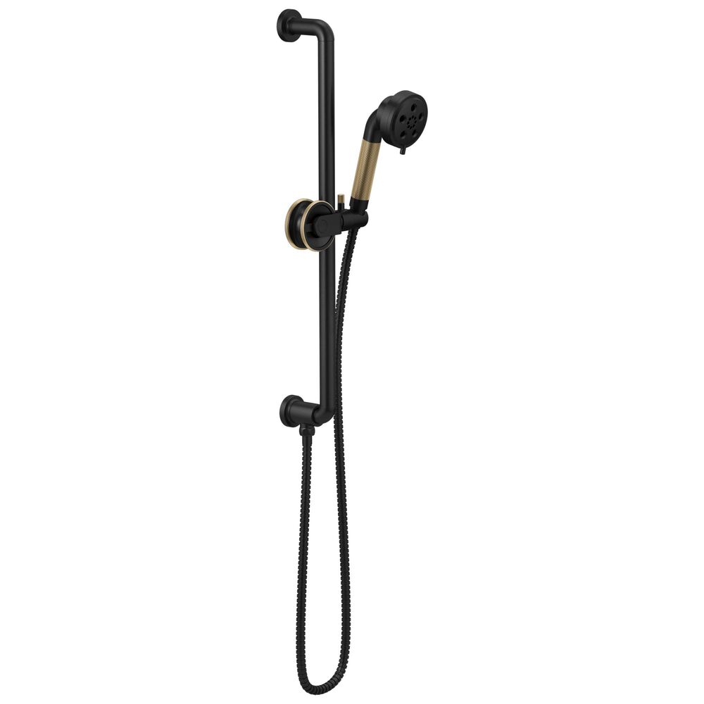 Brizo® 88735-BLGL Litze® Slide Bar Hand Shower, 3 Shower Head, 1.75 gpm, 60 to 86" L Hose, Matte Black / Luxe Gold