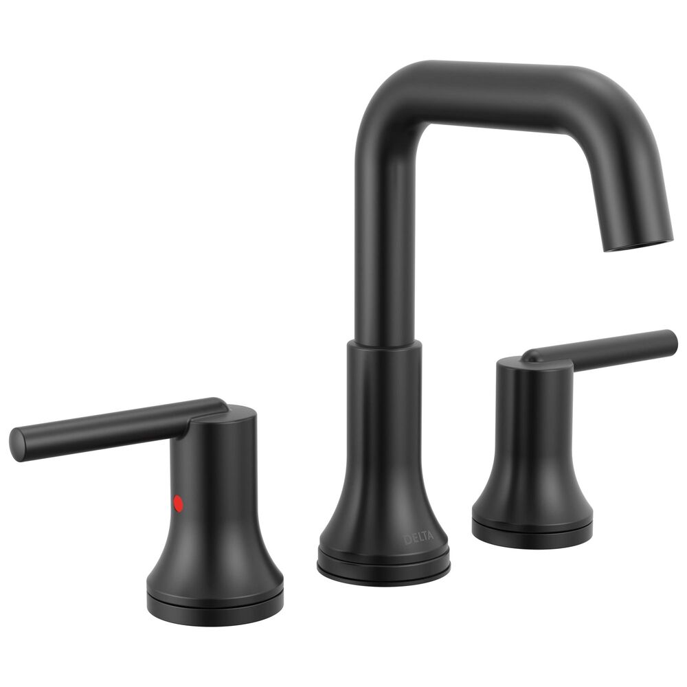 DELTA® 3554-BLMPU-DST Trinsic® Widespread Bathroom Faucet w/ Pop-Up Drain, 1.2 gpm, 4 to 16" Center, Matte Black