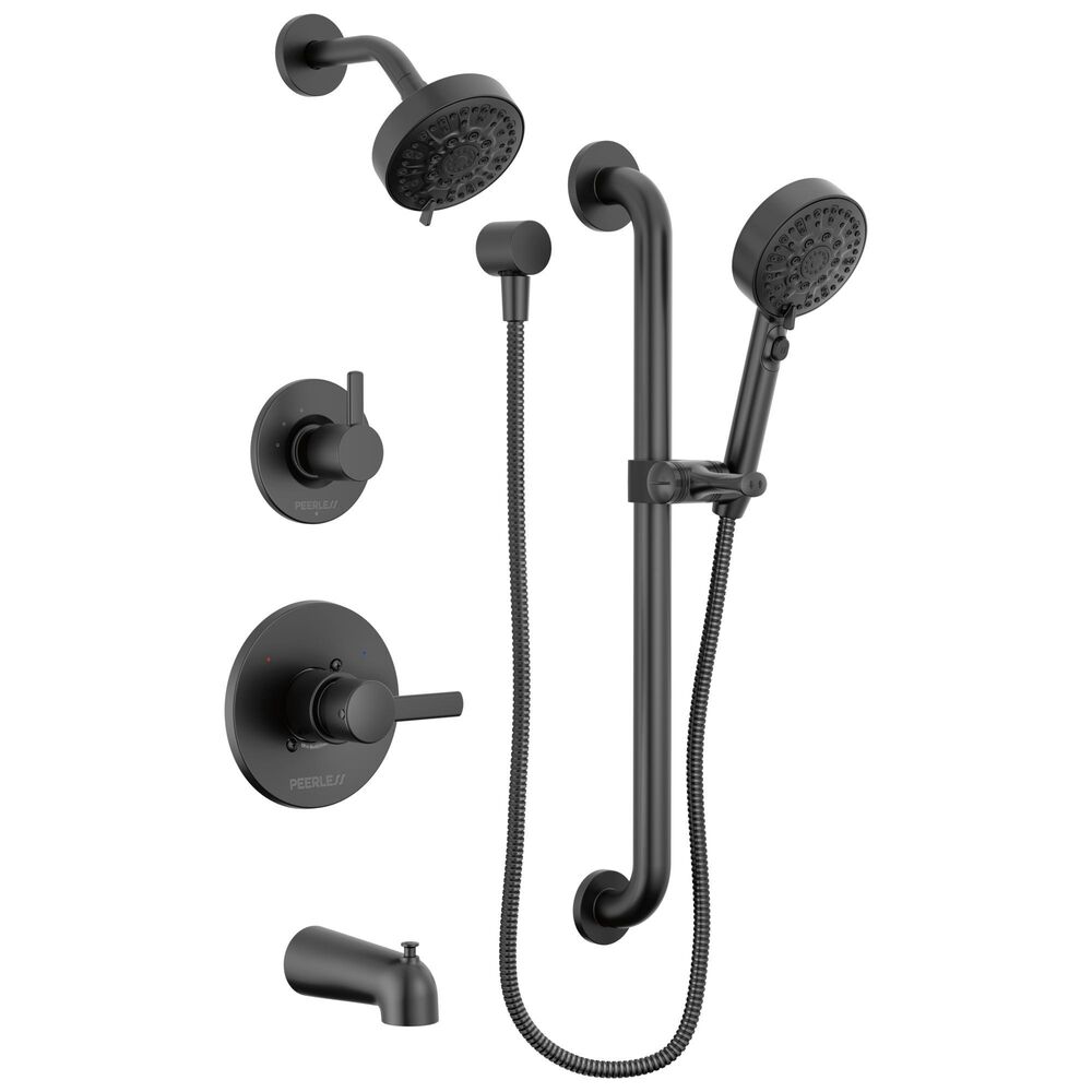 PTT24247-BL Precept® ADA Shower and Hand Shower w/ Slide Bar & Spout, 6-Function 4-1/2" Dia Shower, 1.5 gpm, 72" L Hose, Matte Black