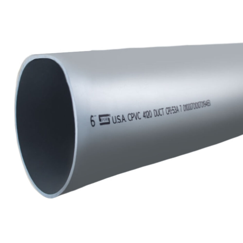 Spears® PD-430-100C Seamless Round Duct Pipe, 10-3/4" Dia x 20 ft L x 0.172" THK, CPVC, Gray