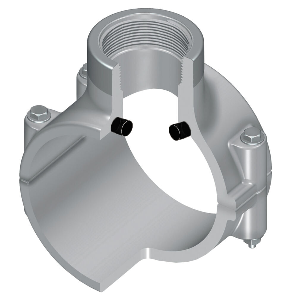 Spears® 867V-249CSR Clamp-On Pipe Saddle, 2 x 1" Nominal, Special Reinforced FNPT Connection, CPVC Clamp