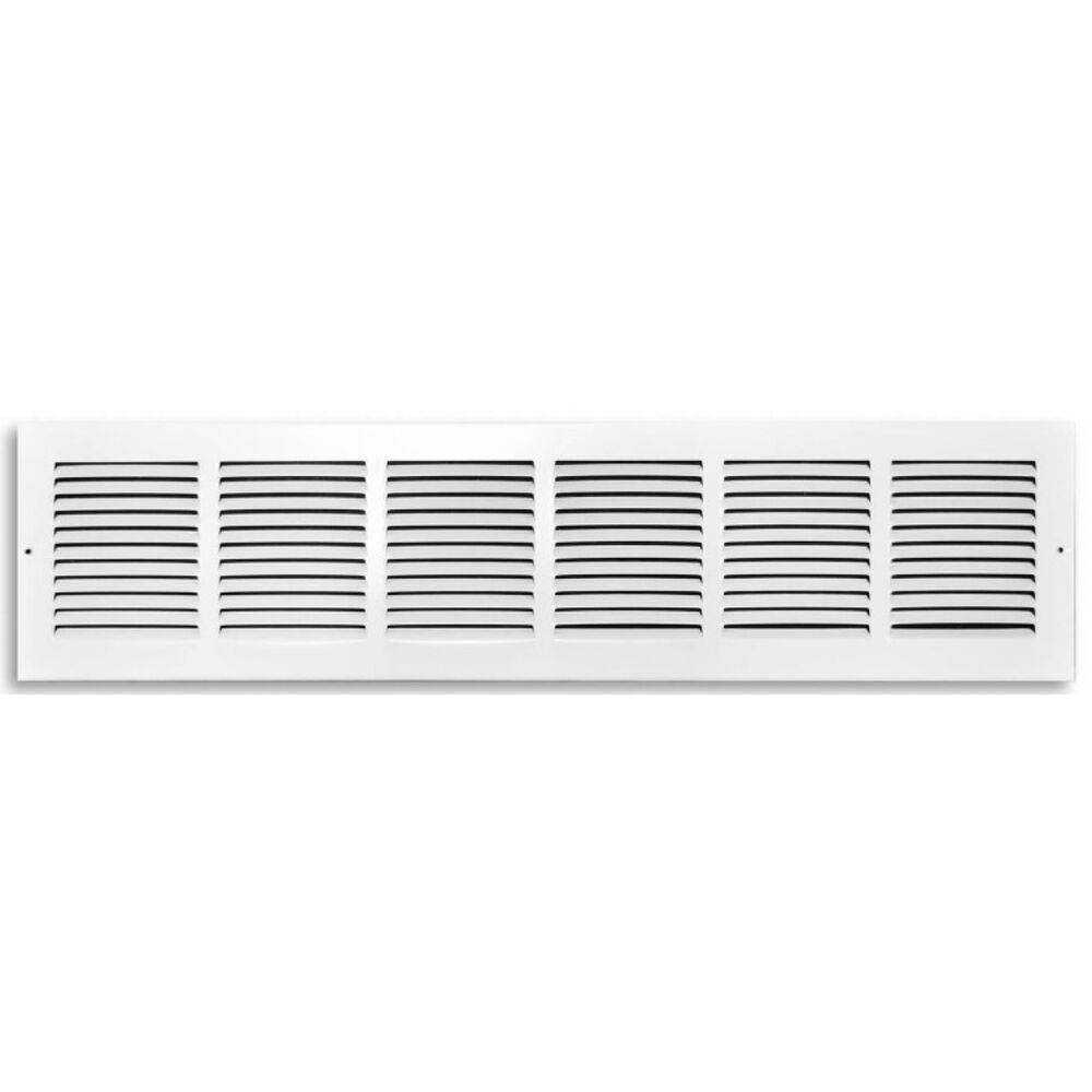17030X06 TRUaire 30x6" Ceiling or Sidewall Mount 1-Way Return Air Grille, Stamped Louver, Steel, White Powder Coat