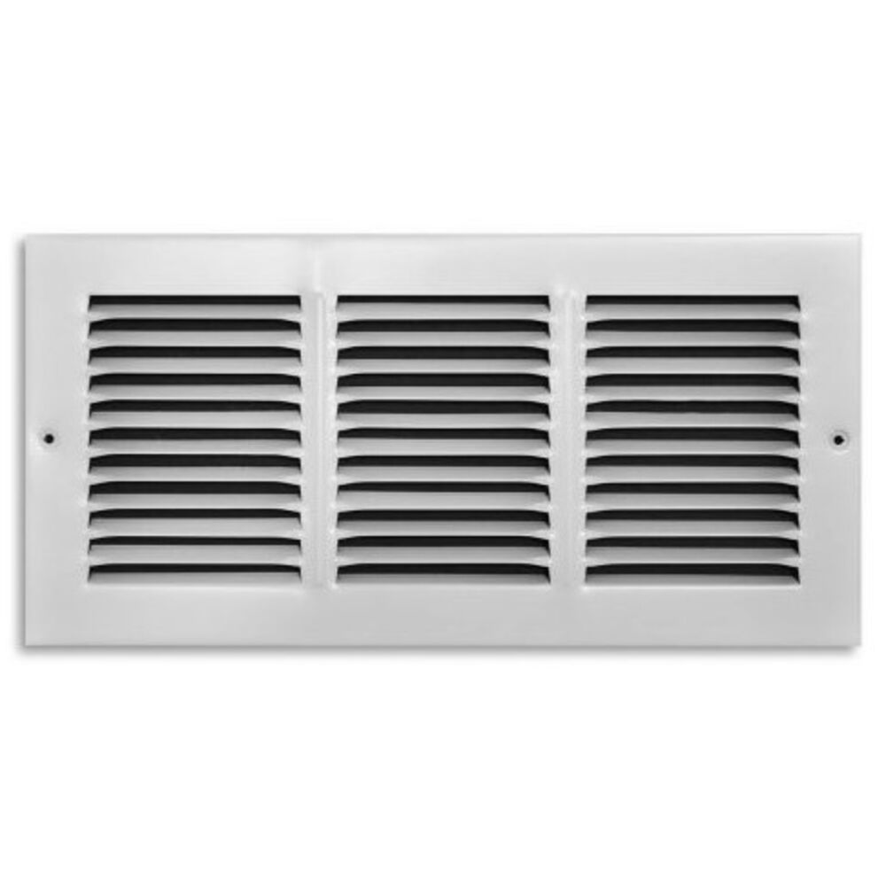 17014X06 TRUaire 14x6" Ceiling or Sidewall Mount 1-Way Return Air Grille, Stamped Louver, Steel, White Powder Coat