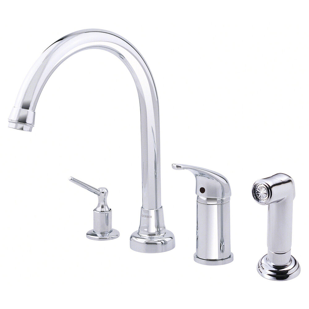 Gerber D409112 Melrose 1H High-Rise Kitchen Faucet w/ Soap Dispenser & Spray 1.75gpm, Chrome