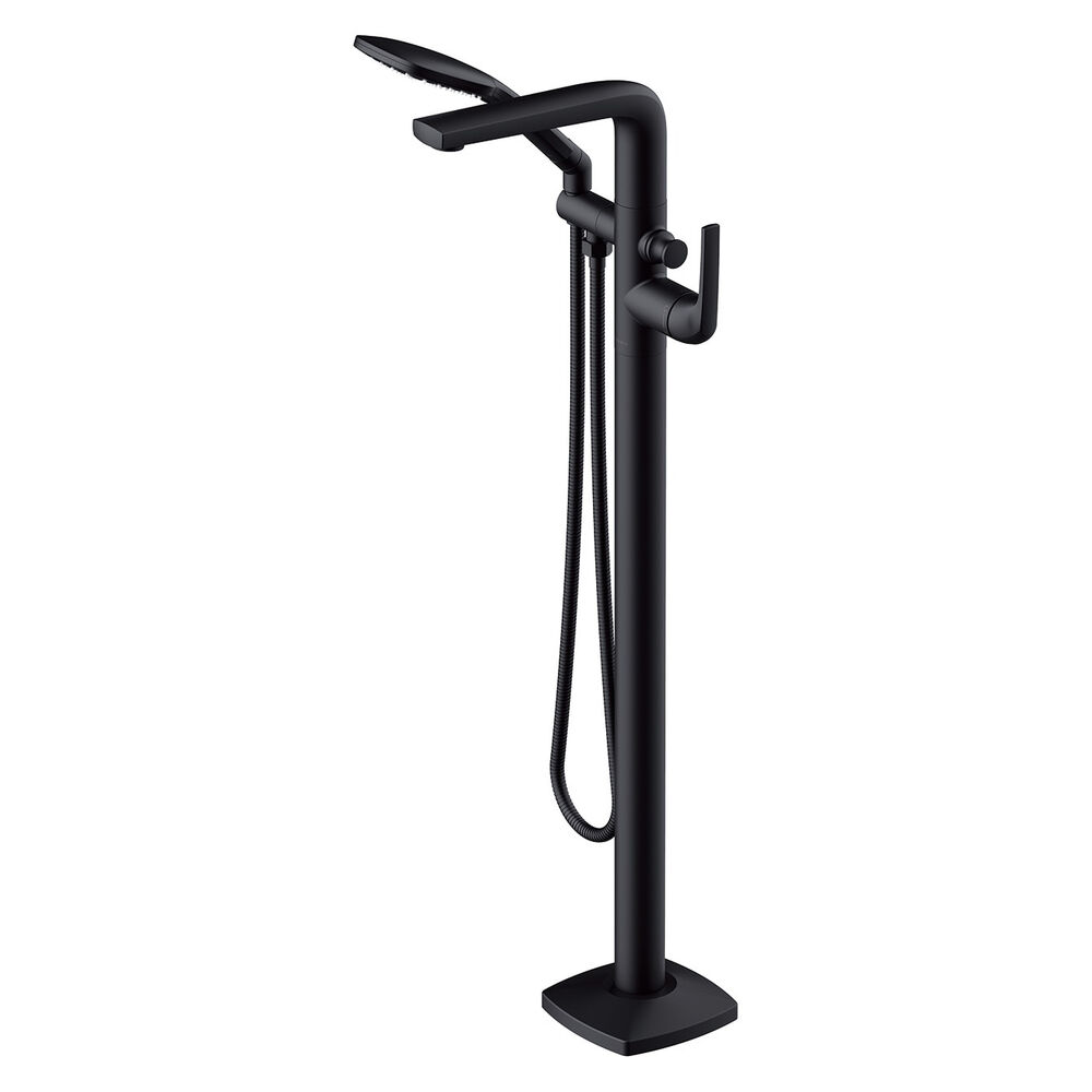 Gerber D305056BST Transitional Floor Mount Tub Filler Trim Kit with Soft Square Handshower 1.75gpm, Satin Black